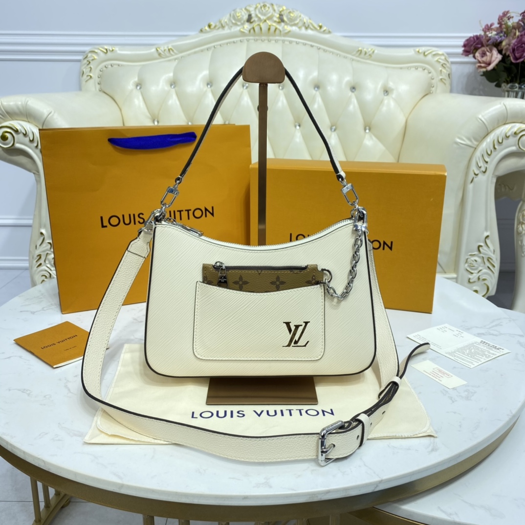 Louis Vuitton MARELLE Tote Handbag Epi Leather M80688 Quartz White